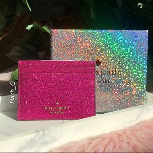 Kate Spade Small Slim Lola Glitter Card Holder